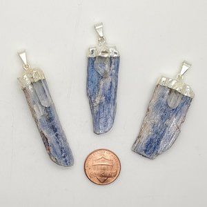 Blue Kyanite Pendants with Quartz Crystal Accent